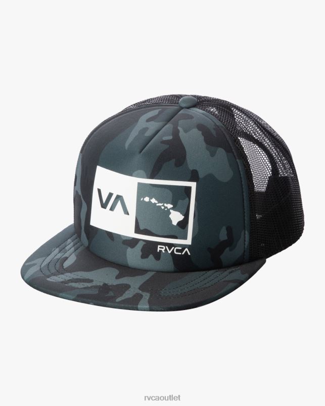 Accessories V84B732 black camo RVCA Men Islands Balance Box Trucker Hat