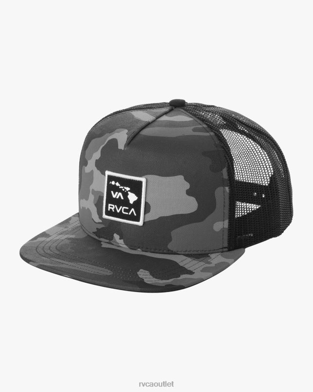 Accessories V84B752 black camo RVCA Men Islands Patch Trucker Hat