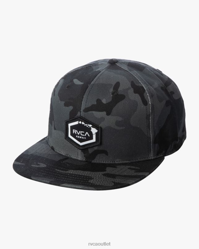 Accessories V84B866 black camo RVCA Men Island Hex Snapback Hat