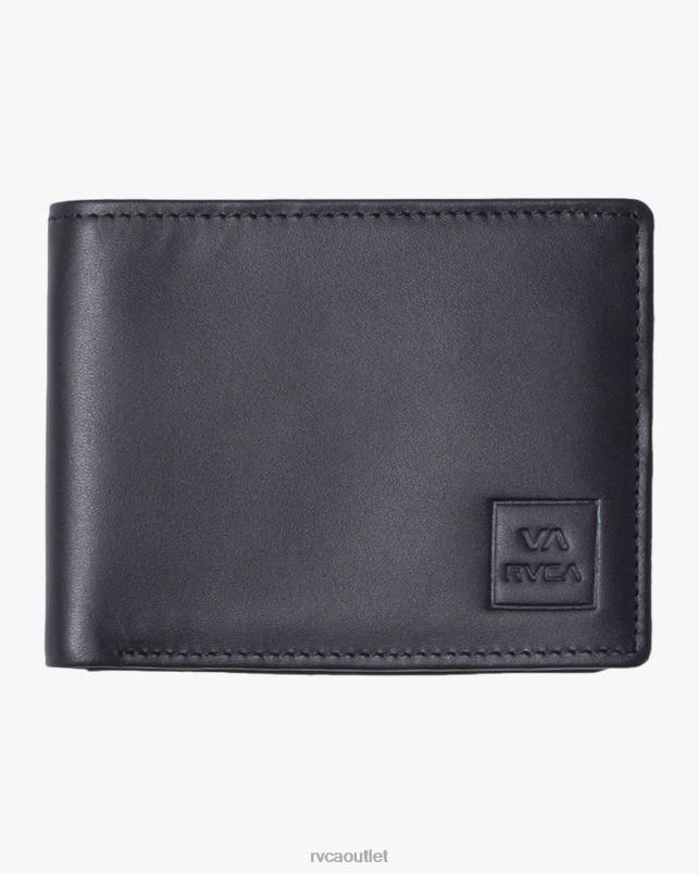 Accessories V84B779 black RVCA Men Cedar Bi-Fold Leather Wallet