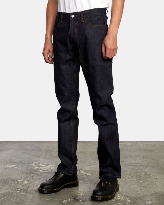 Clothing V84B950 dark indigo RVCA Men Weekend Straight Fit Jeans