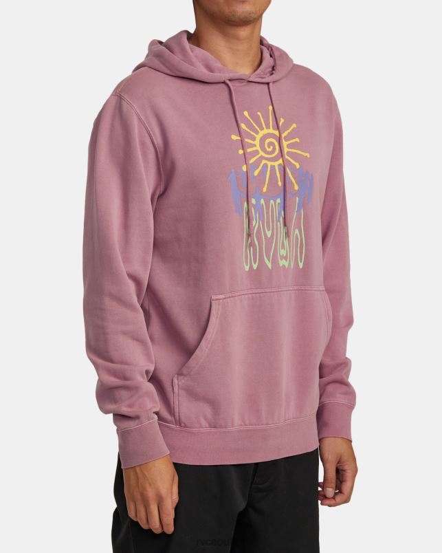 Clothing V84B1022 lavender RVCA Men Sun Worship Hoodie