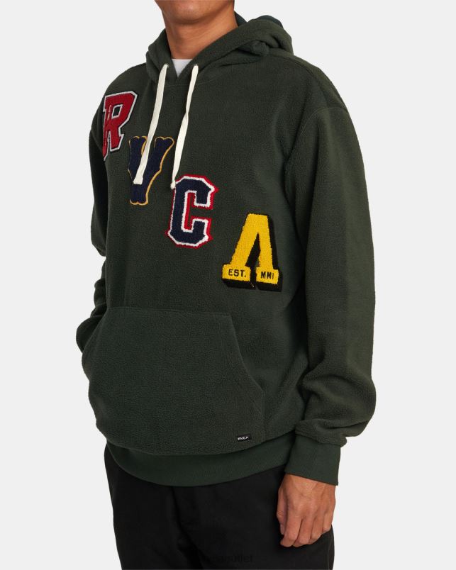 Clothing V84B480 hunter green RVCA Men Letterman Hoodie