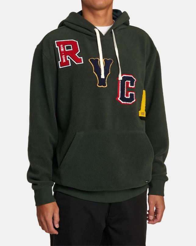 Clothing V84B480 hunter green RVCA Men Letterman Hoodie