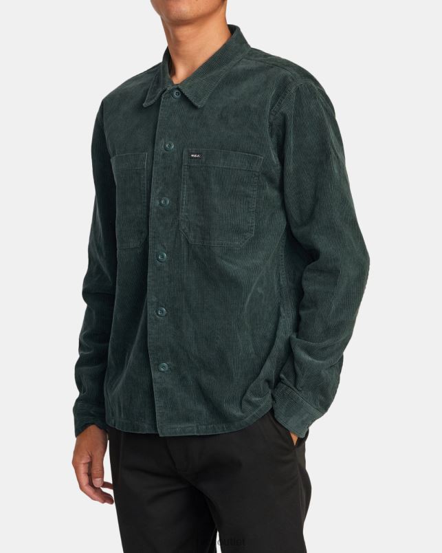 Clothing V84B568 hunter green RVCA Men Americana Corduroy Overshirt