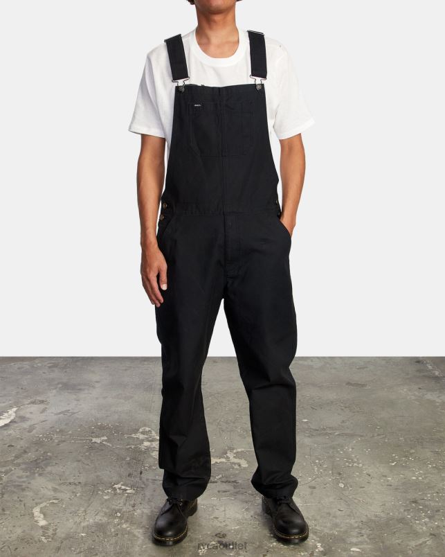 Clothing V84B894 black RVCA Men Chainmail Relaxed Fit Overalls