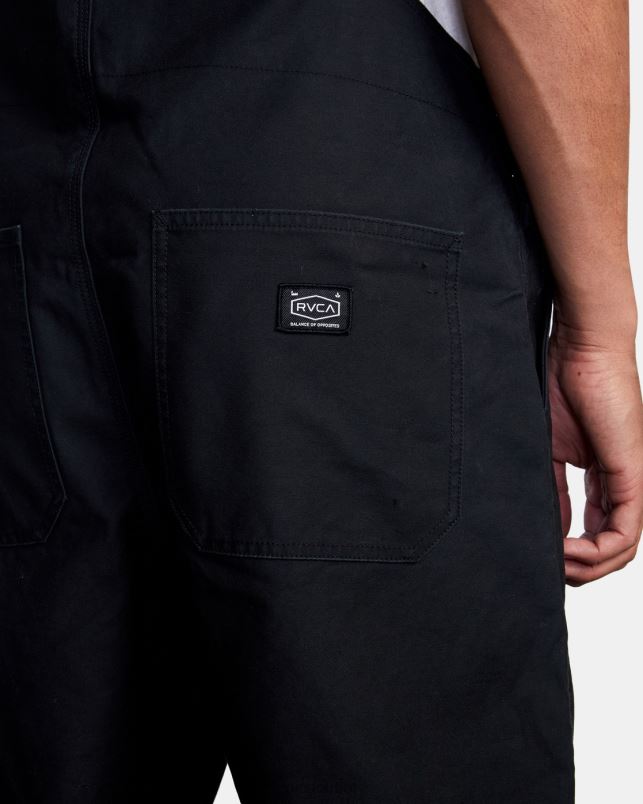 Clothing V84B894 black RVCA Men Chainmail Relaxed Fit Overalls