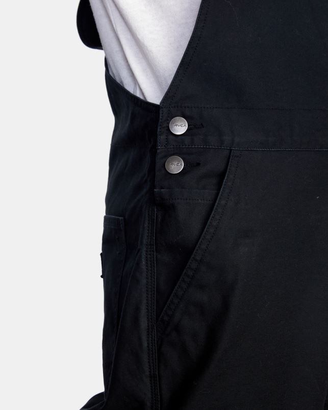 Clothing V84B894 black RVCA Men Chainmail Relaxed Fit Overalls