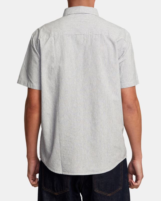 Clothing V84B1006 moody blue RVCA Men Visions Stripe Short Sleeve Shirt