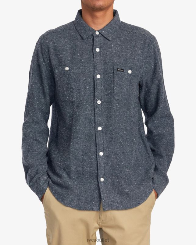 Clothing V84B1048 moody blue RVCA Men Harvest Neps Flannel Shirt