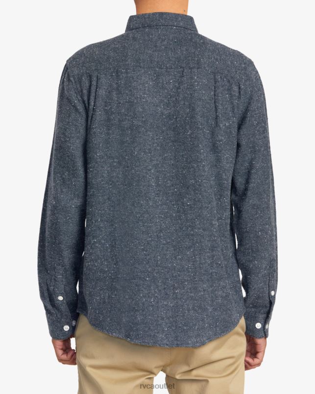 Clothing V84B1048 moody blue RVCA Men Harvest Neps Flannel Shirt