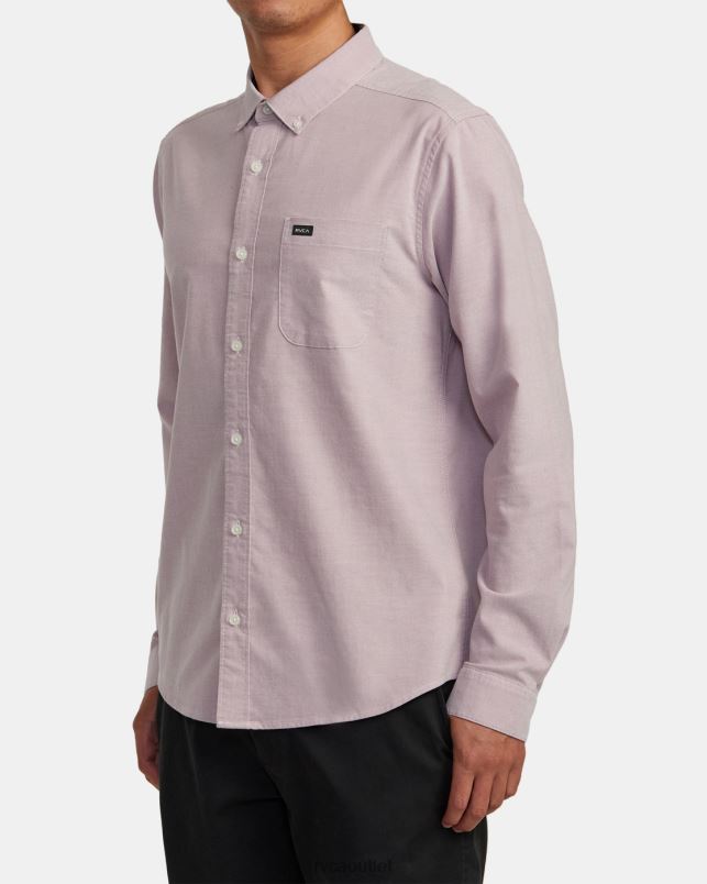 Clothing V84B1070 lavender RVCA Men That'll Do Stretch Long Sleeve Shirt