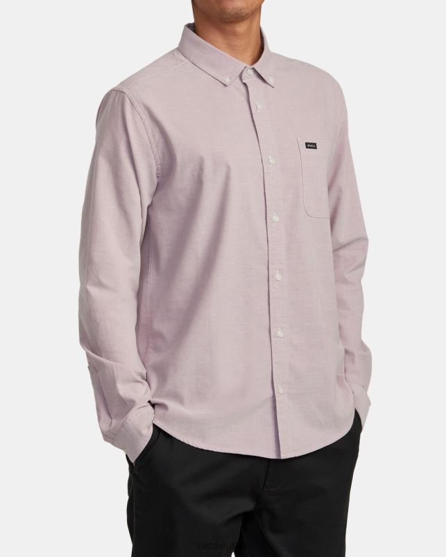 Clothing V84B1070 lavender RVCA Men That'll Do Stretch Long Sleeve Shirt