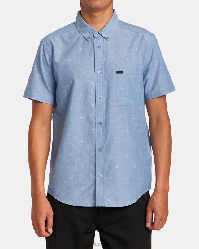 Clothing V84B109 baja blue RVCA Men That'll Do Dobby Short Sleeve Shirt