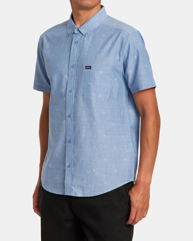 Clothing V84B109 baja blue RVCA Men That'll Do Dobby Short Sleeve Shirt