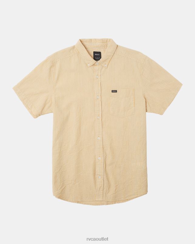 Clothing V84B11 butterscotch RVCA Men Endless Seersucker Short Sleeve Shirt