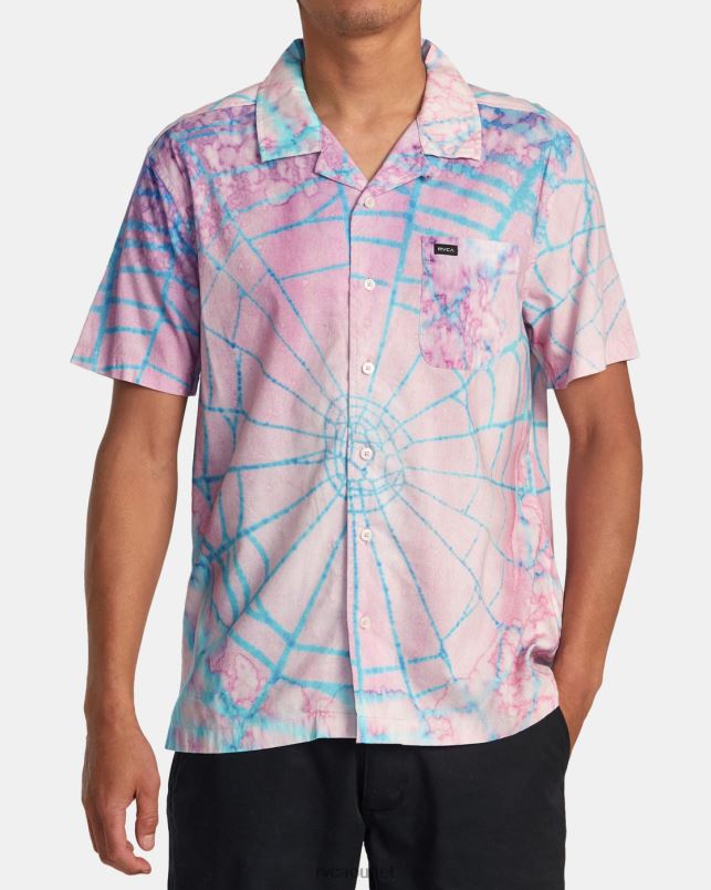 Clothing V84B124 pink RVCA Men Colin Sussingham Short Sleeve Shirt