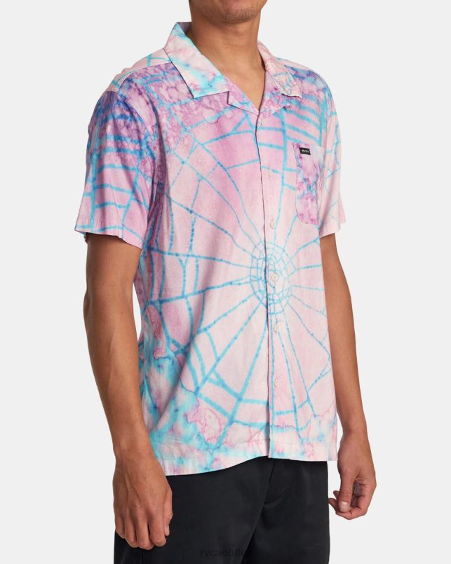 Clothing V84B124 pink RVCA Men Colin Sussingham Short Sleeve Shirt