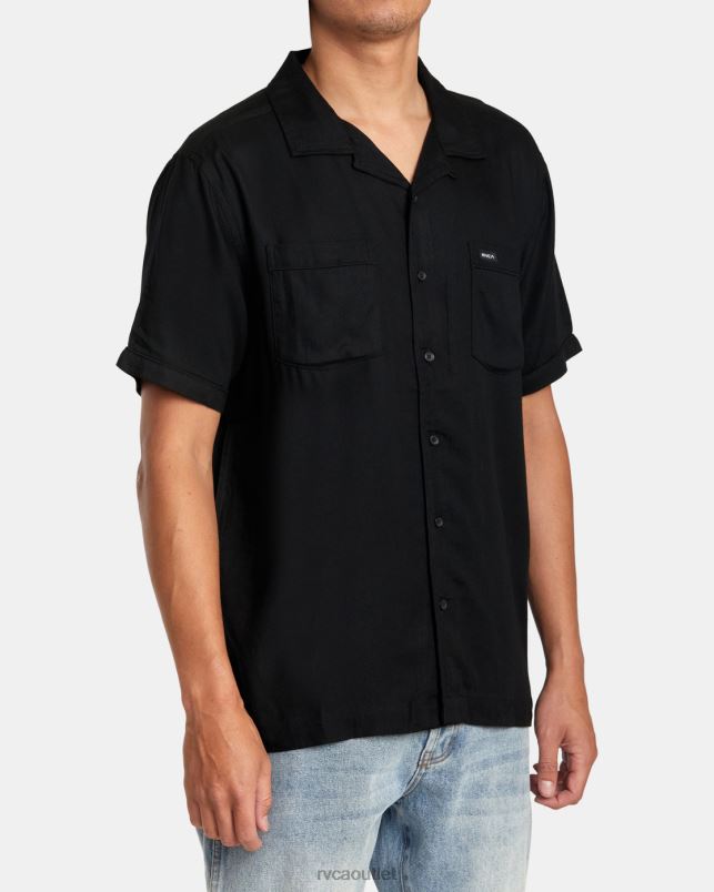Clothing V84B132 black RVCA Men Neon Dragon Club Short Sleeve Shirt