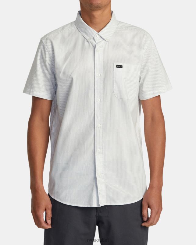 Clothing V84B134 white RVCA Men That'll Do Micro Stripe Short Sleeve Shirt