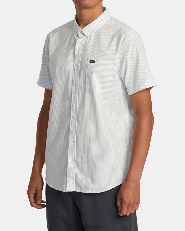 Clothing V84B134 white RVCA Men That'll Do Micro Stripe Short Sleeve Shirt