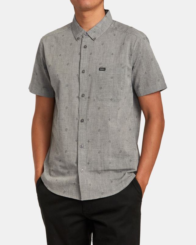 Clothing V84B148 grey RVCA Men That'll Do Dobby Short Sleeve Shirt