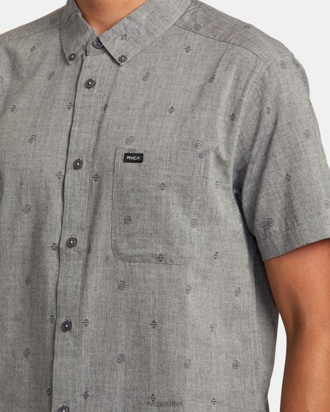 Clothing V84B148 grey RVCA Men That'll Do Dobby Short Sleeve Shirt