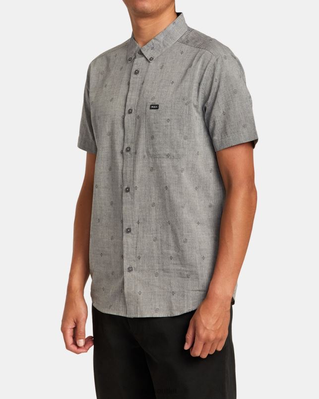Clothing V84B148 grey RVCA Men That'll Do Dobby Short Sleeve Shirt