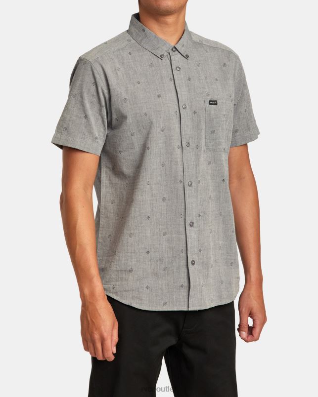 Clothing V84B148 grey RVCA Men That'll Do Dobby Short Sleeve Shirt