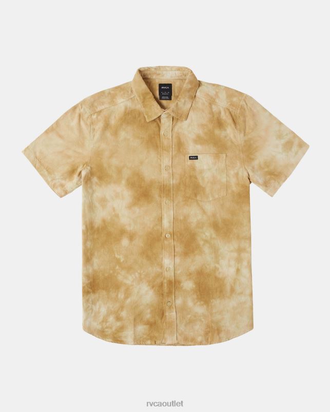 Clothing V84B225 butterscotch RVCA Men Bleach Corduroy Short Sleeve Shirt