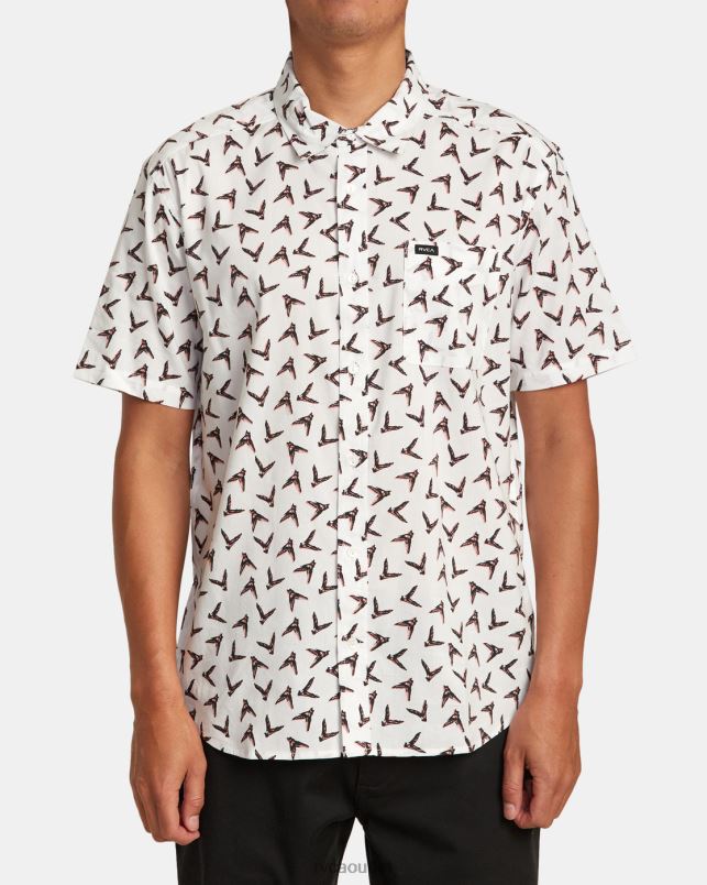 Clothing V84B230 antique white RVCA Men Hawaii Legend And Mana Short Sleeve Shirt