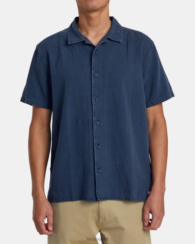 Clothing V84B270 indigo RVCA Men Hi-Grade Short Sleeve Shirt