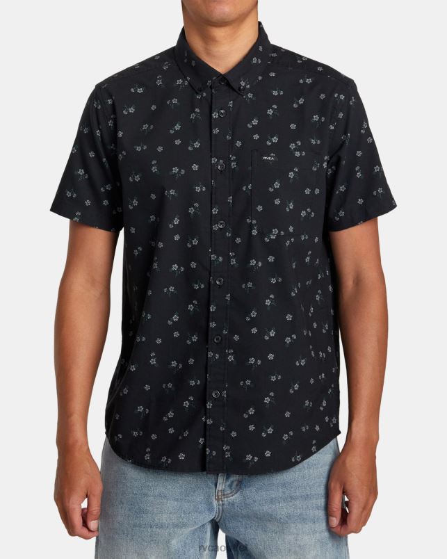Clothing V84B279 black floral RVCA Men That'll Do Print Short Sleeve Shirt