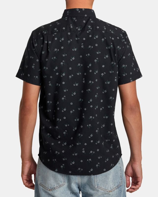 Clothing V84B279 black floral RVCA Men That'll Do Print Short Sleeve Shirt