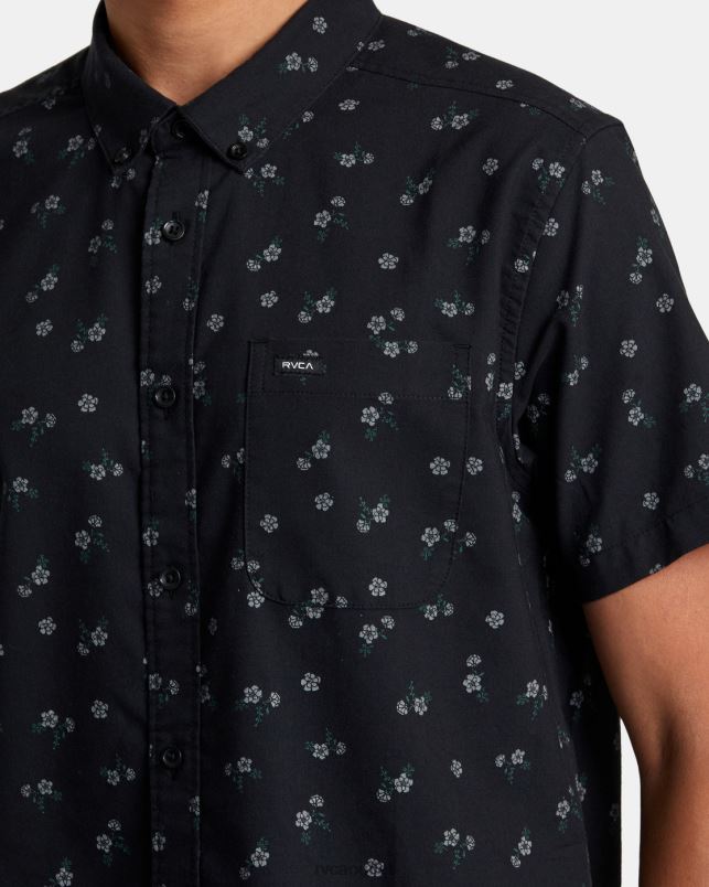 Clothing V84B279 black floral RVCA Men That'll Do Print Short Sleeve Shirt