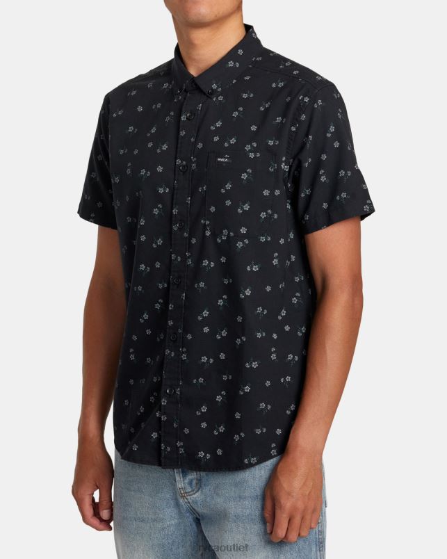 Clothing V84B279 black floral RVCA Men That'll Do Print Short Sleeve Shirt