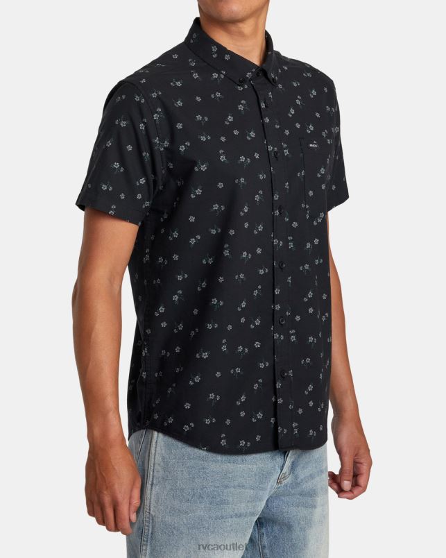 Clothing V84B279 black floral RVCA Men That'll Do Print Short Sleeve Shirt