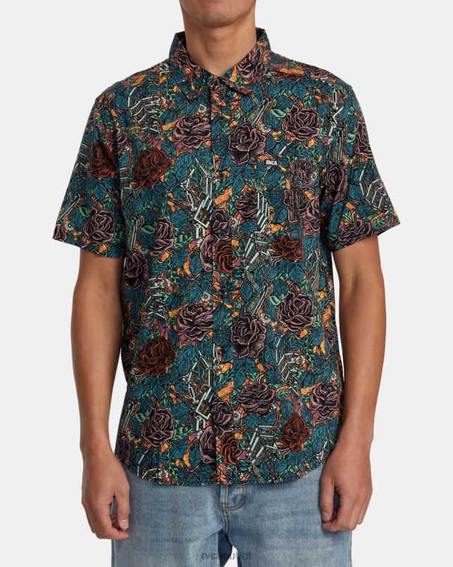 Clothing V84B287 multi RVCA Men Martin Ander Short Sleeve Shirt