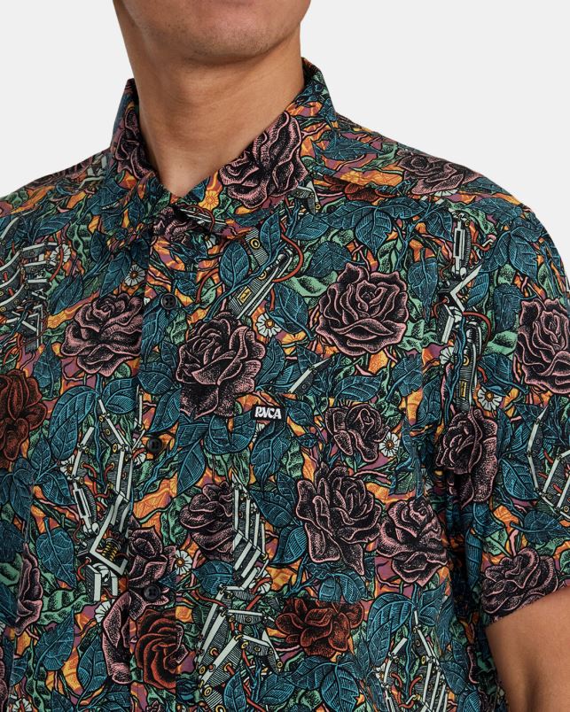 Clothing V84B287 multi RVCA Men Martin Ander Short Sleeve Shirt