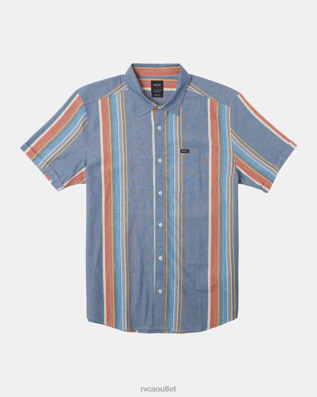 Clothing V84B30 multi RVCA Men Mayday Stripe Short Sleeve Shirt