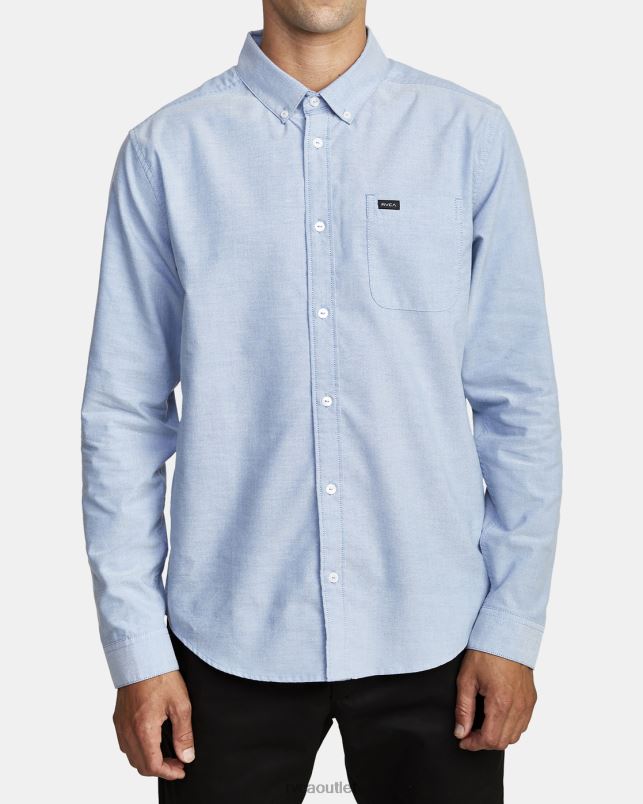 Clothing V84B365 oxford blue RVCA Men Thatll Do Stretch Long Sleeve Shirt