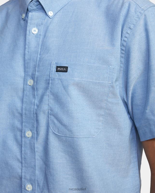 Clothing V84B374 oxford blue RVCA Men Thatll Do Stretch Short Sleeve Shirt
