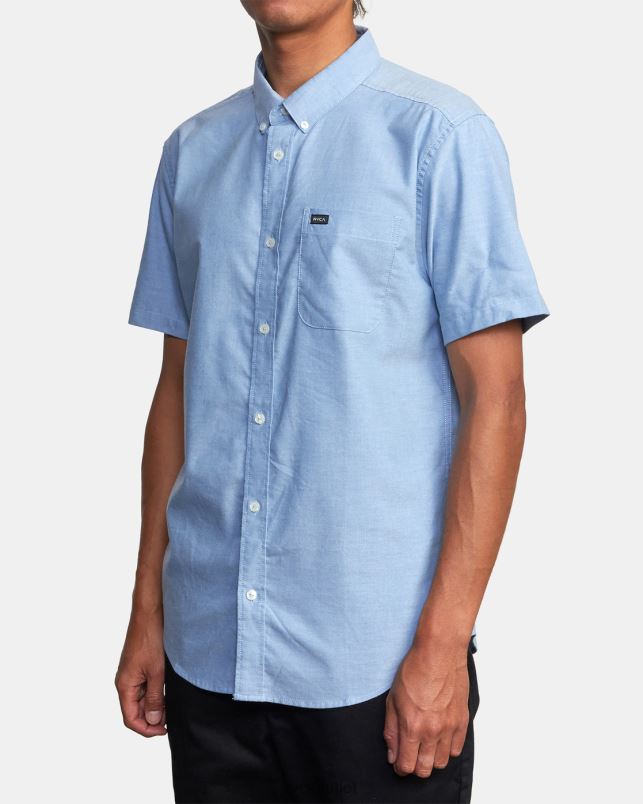 Clothing V84B374 oxford blue RVCA Men Thatll Do Stretch Short Sleeve Shirt