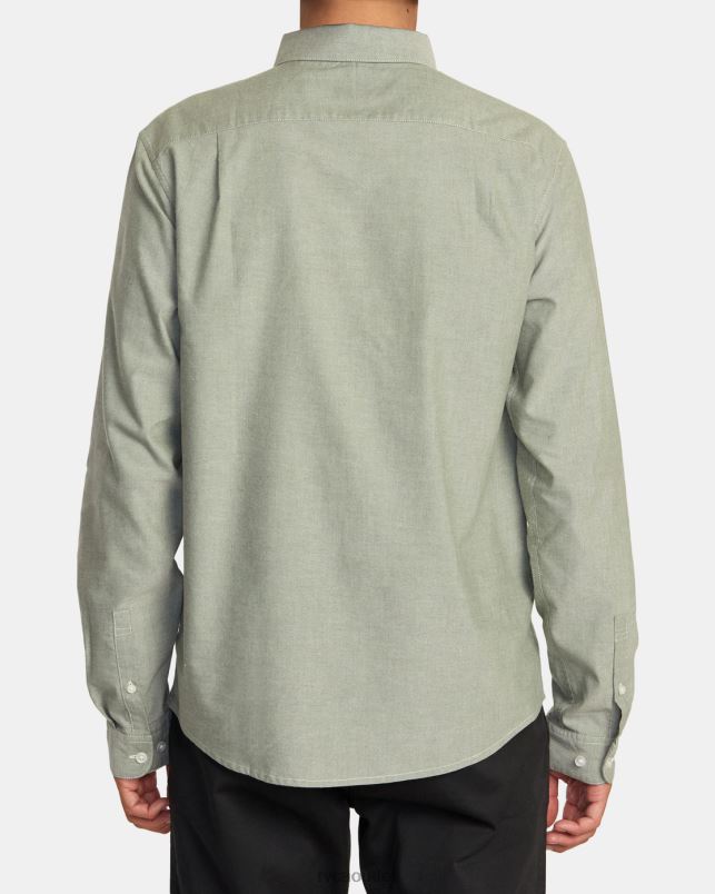 Clothing V84B383 college green RVCA Men Thatll Do Stretch Long Sleeve Shirt