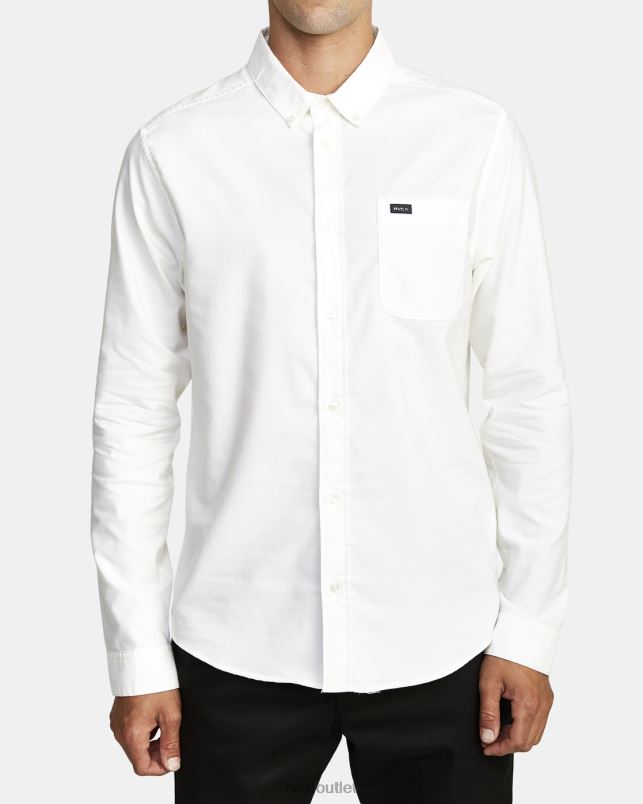Clothing V84B388 white RVCA Men Thatll Do Stretch Long Sleeve Shirt