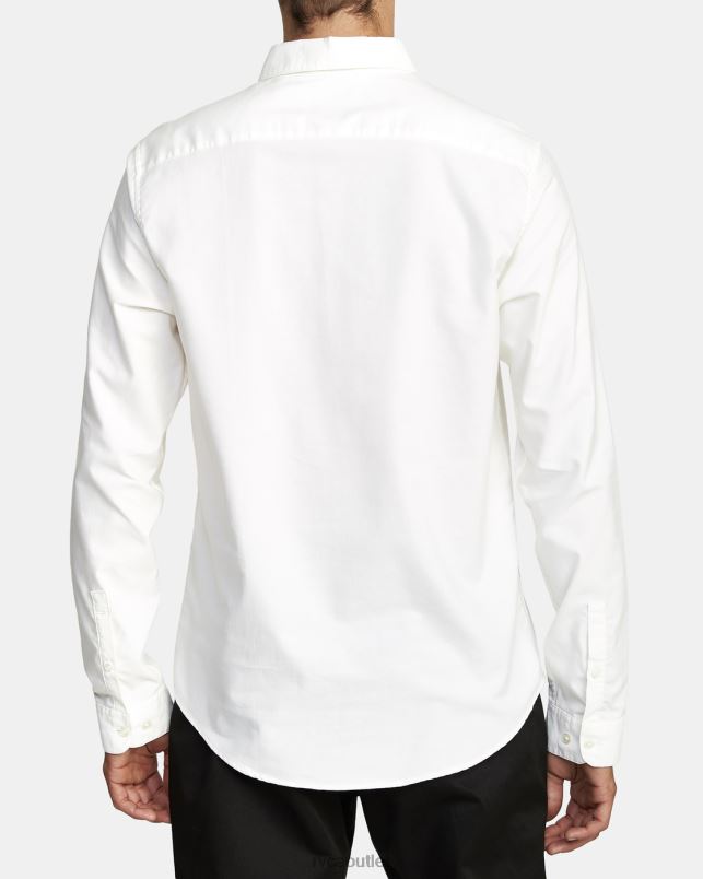 Clothing V84B388 white RVCA Men Thatll Do Stretch Long Sleeve Shirt