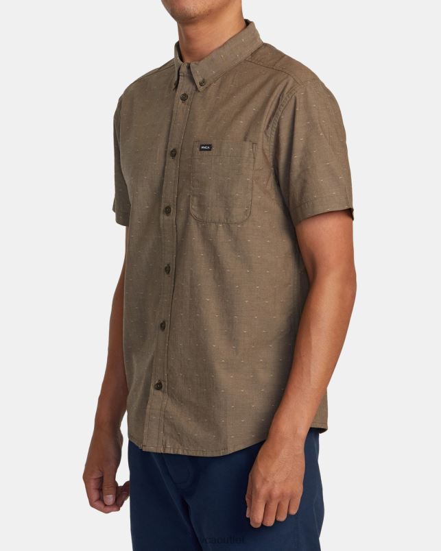 Clothing V84B398 chocolate RVCA Men That'll Do Dobby Short Sleeve Shirt