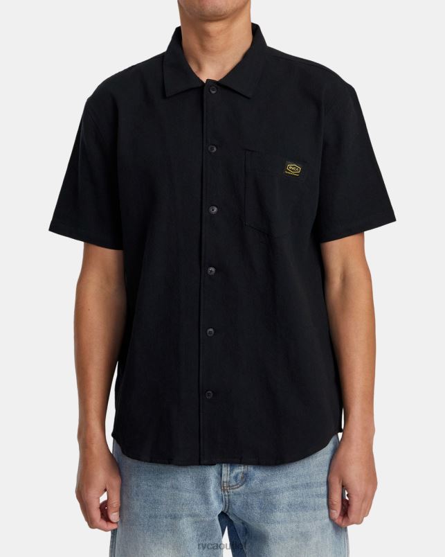 Clothing V84B415 black RVCA Men Recession Collection Day Shift Short Sleeve Shirt
