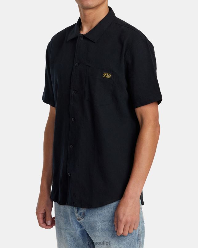 Clothing V84B415 black RVCA Men Recession Collection Day Shift Short Sleeve Shirt