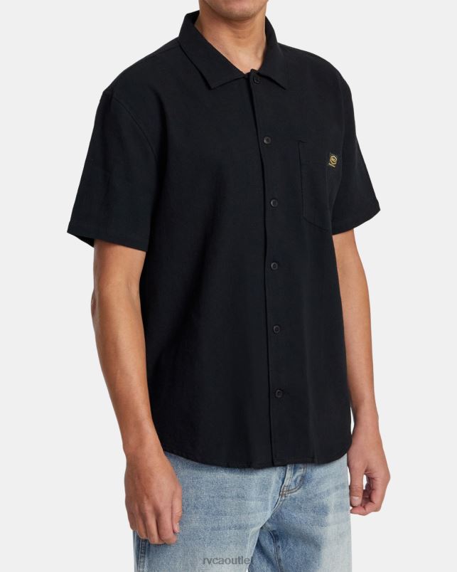 Clothing V84B415 black RVCA Men Recession Collection Day Shift Short Sleeve Shirt